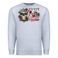 Heather Grey Merry Christmas  skull Premium Sweatshirt - CowhideDigitalArt