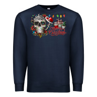 Navy Merry Christmas  skull Premium Sweatshirt - CowhideDigitalArt