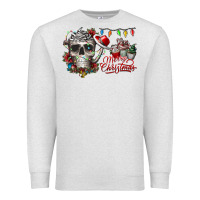 Oatmeal Heather Merry Christmas  skull Premium Sweatshirt - CowhideDigitalArt