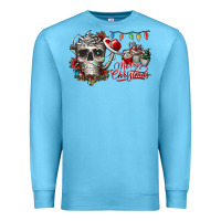 Ocean Blue Merry Christmas  skull Premium Sweatshirt - CowhideDigitalArt