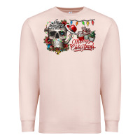 Pale Pink Merry Christmas  skull Premium Sweatshirt - CowhideDigitalArt