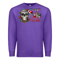 Purple Merry Christmas  skull Premium Sweatshirt - CowhideDigitalArt
