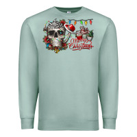 Seafoam Merry Christmas  skull Premium Sweatshirt - CowhideDigitalArt