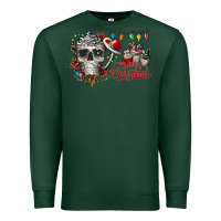 Sports Green Merry Christmas  skull Premium Sweatshirt - CowhideDigitalArt