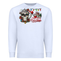 White Merry Christmas  skull Premium Sweatshirt - CowhideDigitalArt