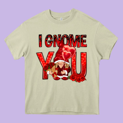 I Gnome You With Roses Heavy Core Tee Designed By Nancycooperartshop