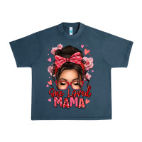 Midnight Navy one loved mama messy bun Urban Heavy Tee - texasbilliewilder