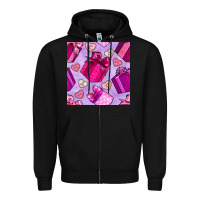 Black valentines day gift box and cookie seamless pattern Zipper Hoodie - BundleAndBundleShop