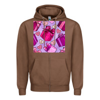 Chestnut valentines day gift box and cookie seamless pattern Zipper Hoodie - BundleAndBundleShop