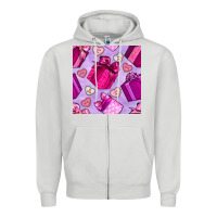 Dove Grey valentines day gift box and cookie seamless pattern Zipper Hoodie - BundleAndBundleShop
