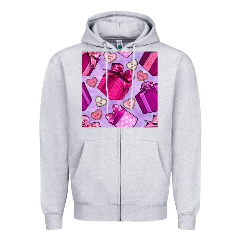 Valentines Day Gift Box And Cookie Seamless Pattern Zipper Hoodie by BundleAndBundleShop | Teevron