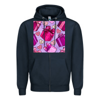Navy valentines day gift box and cookie seamless pattern Zipper Hoodie - BundleAndBundleShop