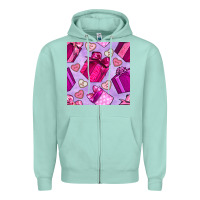 Seafoam valentines day gift box and cookie seamless pattern Zipper Hoodie - BundleAndBundleShop