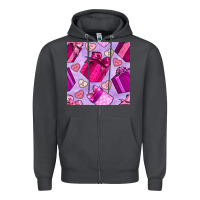 Smoke valentines day gift box and cookie seamless pattern Zipper Hoodie - BundleAndBundleShop
