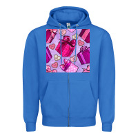 True Royal valentines day gift box and cookie seamless pattern Zipper Hoodie - BundleAndBundleShop