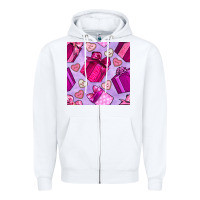 White valentines day gift box and cookie seamless pattern Zipper Hoodie - BundleAndBundleShop