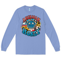 Colony Blue American honey smiley Long Sleeve Tee - HowdyJamesFarm