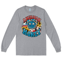 Heather Grey American honey smiley Long Sleeve Tee - HowdyJamesFarm