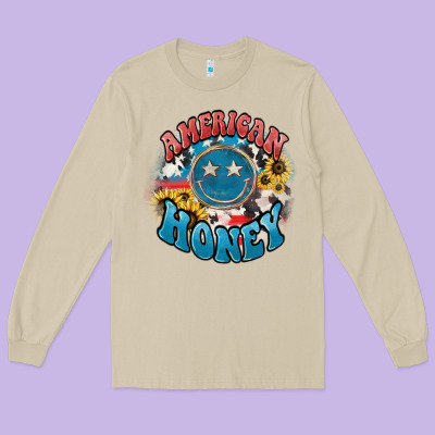 American Honey Smiley Long Sleeve Tee Designed By Howdyjamesfarm