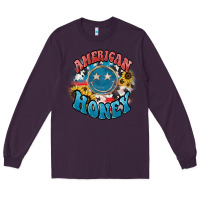 Plum American honey smiley Long Sleeve Tee - HowdyJamesFarm