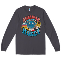 Smoke American honey smiley Long Sleeve Tee - HowdyJamesFarm
