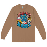 Toasted Coconut American honey smiley Long Sleeve Tee - HowdyJamesFarm