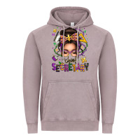 Mardi Gras School Secretary Caucasian Messy Bun Vintage Hoodie | Teevron