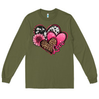 Army Green valentines day western hearts and sunflower Long Sleeve Tee - Jasminsmagicworld