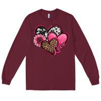 Burgundy valentines day western hearts and sunflower Long Sleeve Tee - Jasminsmagicworld