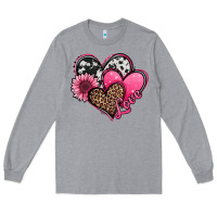 Heather Grey valentines day western hearts and sunflower Long Sleeve Tee - Jasminsmagicworld