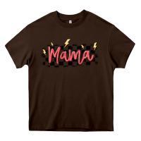 Chocolate Brown checkered mama Heavy Core Tee - MaliasSmallBusiness