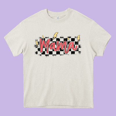 Checkered Mama Heavy Core Tee Designed By Maliassmallbusiness