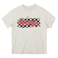 Cream checkered mama Heavy Core Tee - MaliasSmallBusiness