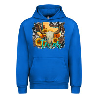 Cobalt western texas  and cowhide with sunflower Urban Hoodie - Artiststas