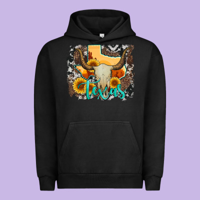 Western Texas  And Cowhide With Sunflower Urban Hoodie Designed By Artiststas