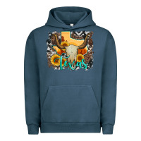 Pigment Midnight Navy western texas  and cowhide with sunflower Urban Hoodie - Artiststas