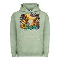 Pigment Oil Green western texas  and cowhide with sunflower Urban Hoodie - Artiststas