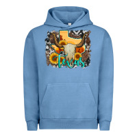 Pigment Pebble Blue western texas  and cowhide with sunflower Urban Hoodie - Artiststas