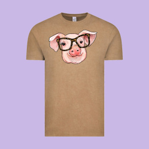 Pig With Glasses Vintage Tee Designed By Ranaportraitstore