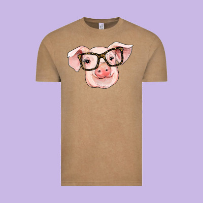 Pig With Glasses Vintage Tee Designed By Ranaportraitstore