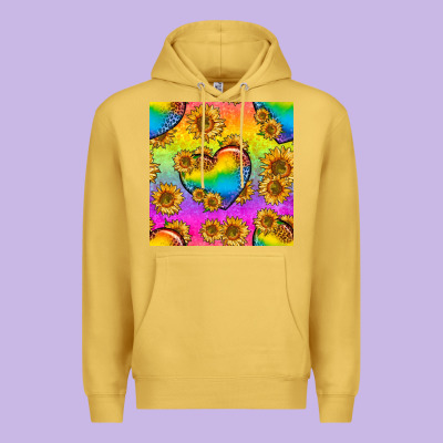 Pride Lgbtq Leopard Hearts And Sunflowers Seamless Premium Hoodie Designed By Bundleandbundleshop