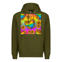 Army Green Pride lgbtq leopard hearts and sunflowers seamless Premium Hoodie - BundleAndBundleShop
