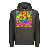 Charcoal Heather Pride lgbtq leopard hearts and sunflowers seamless Premium Hoodie - BundleAndBundleShop
