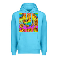 Ocean Blue Pride lgbtq leopard hearts and sunflowers seamless Premium Hoodie - BundleAndBundleShop