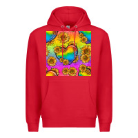Red Pride lgbtq leopard hearts and sunflowers seamless Premium Hoodie - BundleAndBundleShop