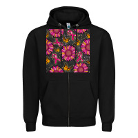 Black breast cancer sunflower seamless pattern Zipper Hoodie - BundleAndBundleShop