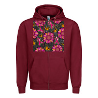 Burgundy breast cancer sunflower seamless pattern Zipper Hoodie - BundleAndBundleShop