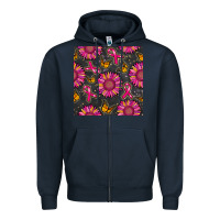 Navy breast cancer sunflower seamless pattern Zipper Hoodie - BundleAndBundleShop