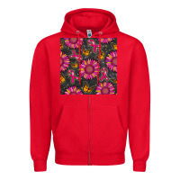 Red breast cancer sunflower seamless pattern Zipper Hoodie - BundleAndBundleShop
