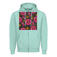 Seafoam breast cancer sunflower seamless pattern Zipper Hoodie - BundleAndBundleShop